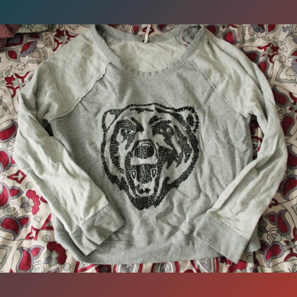 Free People Embroidered Bear Sweater